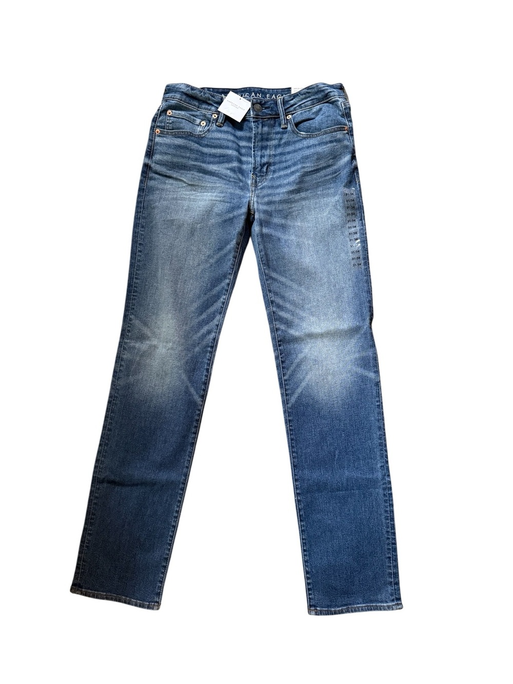 American Eagle Outfitters Men's Airflex Straight Leg Jeans in Faded Blue 31 x 34